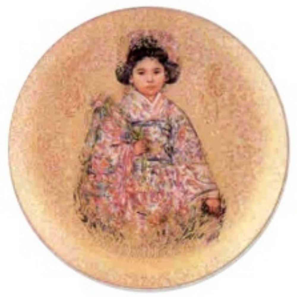 Sakura Oriental Gold Edna Hibel  plate  Rosenthal W. Germany 10" gold overlay